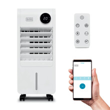 BLACK+DECKER Smart Digital Air Cooler, App & Remote Control, Weekly Programmable Timer, 3 Airflow Modes, Portable with 12L Water Tank, White, BXAC650