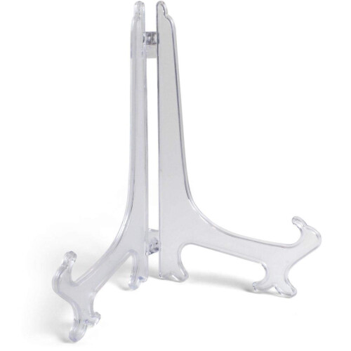 igadgitz home U7008 - Folding Plate Holder, Decorative Stand, Ornamental, Picture Frame Easel - Small/Medium/Large Sizes - Clear - Medium (1 Piece)