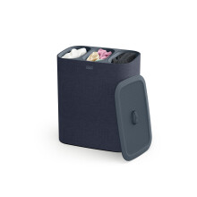 Joseph Joseph Tota Trio 90-litre Laundry Separation Basket with lid, 3 Removable Washing Bags with Handles - Black