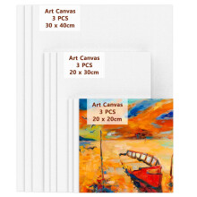 Koncci Canvas Panels Set-9 Packs (20x20,20x30,30x40), Art Canvases for Acrylic Painting, Artist Blank Canvas Cardboard, Cotton for Oil Paint & Wet Ar