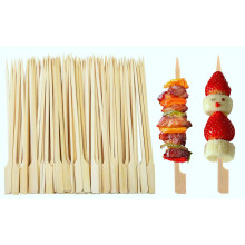 200 Pieces Paddle Bamboo Skewers 18cm, Flat Burgers Sticks Wooden Fruits Picks Cocktail Sticks Satay Skewers Barbecue Kebabs Skewer for Buffets Party