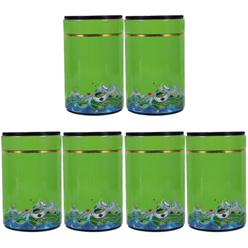 6St Groene Tinplate Theebussen Met Voor Thee En Snacks 1