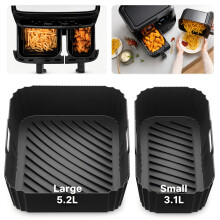 Szyeequoo Silicone Air Fryer Liners for Tefal 8.3L, 5.2L + 3.1L Split-Sized Pair, 1 Large + 1 Small Reusable Air Fryer Liners for Lakeland 8L, Tower