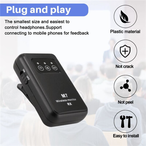 Wireless In-Ear Monitor System 2.4Ghz Wireless IEM System with Transmitter Receiver Automatic for Studio Live 2