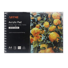 ARTME A4 Acrylic Pad Landscape x 12 Sheets/ 400gsm Extra Heavyweight/Cold Pressed/Acid Free, Premium Quality Drawing Paper for Acrylic and Gouache