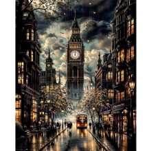 cdsnxore Diamond Art Kits for Adults, Diamond Painting Kits,Streetscape Rainy Night Home Wall Decor 30x40 cm (271)