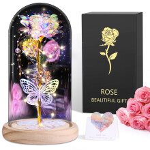 BOLEi Rose Gifts for Her, Eternal Rose In Glass, Everlasting Galaxy Flower w/LED, Birthday Christmas for Women, Her, Sister, Mom, Grandma