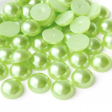 Flatback Half Round Pearls - ABS Craft Pearls for Nail Art & DIY Decorations - 10mm 50pcs - Soft Green