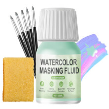 WEILAOK Masking Fluid for Watercolour Painting, Liquid masking fluid Include 5 masking-Fluid Pen, Liquid Maskings Tape, Keeps Areas Free of Colour an