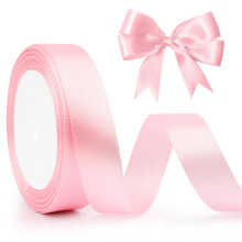 Pink Thin Hair Ribbon for Crafting 20mm Light Pink Thick Handfasting Fabric for Cupcake, GCSE Congratulations, Wedding Flowers, DIY Valentine's Day