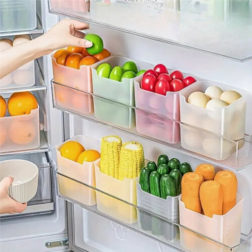 10Pcs Clear Refrigerator Storage Box Space-Saving Kitchen Organization Food Sorting Boxes for Fridge Door 2