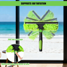4.5M Window Squeegee Cleaner Tool Kit with Long Handle, 2-in-1 Squeegee & Microfiber Cloth,with Spider Web Brush for Indoor/Outdoor High Window, car