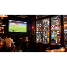 World Cup Football 2026 Window Stickers 9 Sheets 69 Pieces – World Cup Football Party Window Decorations, Double Sided Printed Removable Reusable Cl