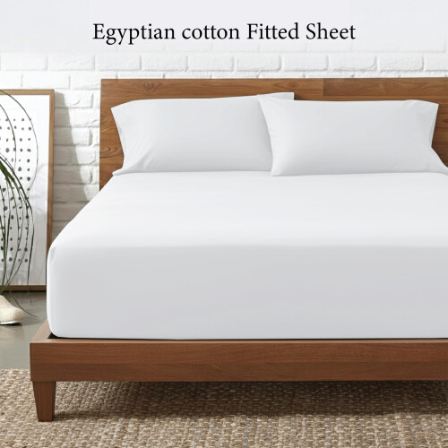Funky Gadgets Super King Size Deep Fitted Sheets- White 100% Egyptian Cotton Bedding Sheet- Deep Fitted Sheet 30 Extra Deep Pocket Bedsheets Plain Dy 1