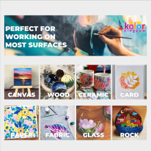 KOLOR KINGDOM Acrylic Paint Set 24 Colours Canvas Paints Kit with 3 Paint Brushes for Crafts,Kids Paints, Paper, Rock Painting, Wood,Ceramic & Fabric