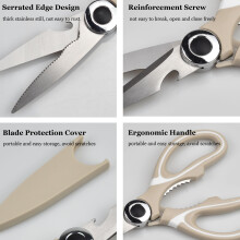 Kitchen Scissors, Heavy Duty Utility Food Scissor, Stainless Steel Kitchen Shears with Cover, Sharp Cooking Scissors for Meat Chicken Fish Nut Vegeta