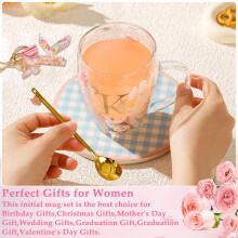 Gifts for Women Glass Coffee Mugs Unique Birthday Gift for Women Her Ladies Espresso Tea Cups Personalised Friendship Wedding Gifts Cute Double Walle