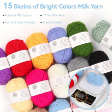 Reessy Crochet Kits for Beginners Adults, Complete Crochet Kit with 15Pcs 25g Yarn14 Size Ergonomic Metal Crochet Hooks 2.0-10.0mm Storage Bag, Cro