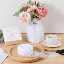 xingmo 15 Meters Lace Edge Trim Ribbon Floral Lace Ribbon Embroidered Lace Trim Trimming Fabric for for Sewing, Clothes, Width 3 cm (White)