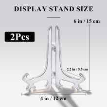 Funzhan 2pcs Clear Acrylic Easels Plastic Plate Stands Holders Fold Display Stand Picture Frame Photo Artwork Home Decoration - 6 Inch