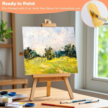 Koncci 10 Pack Stretched Canvas for Painting, 40x40 35x35 30x30 25x25 20x20cm Art Canvases for Painting, Acid-Free/Cotton/Triple Primed/280GSM Blank
