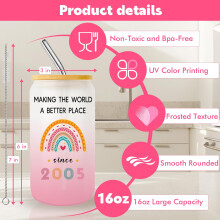 Zyphoria 21 Year Old Girl Gift,21th Birthday Gifts for Girls,Happy 21th Birthday Glass Cup with Lid and Straw Gift Ideas, Gifts for 21 Year Old Girls