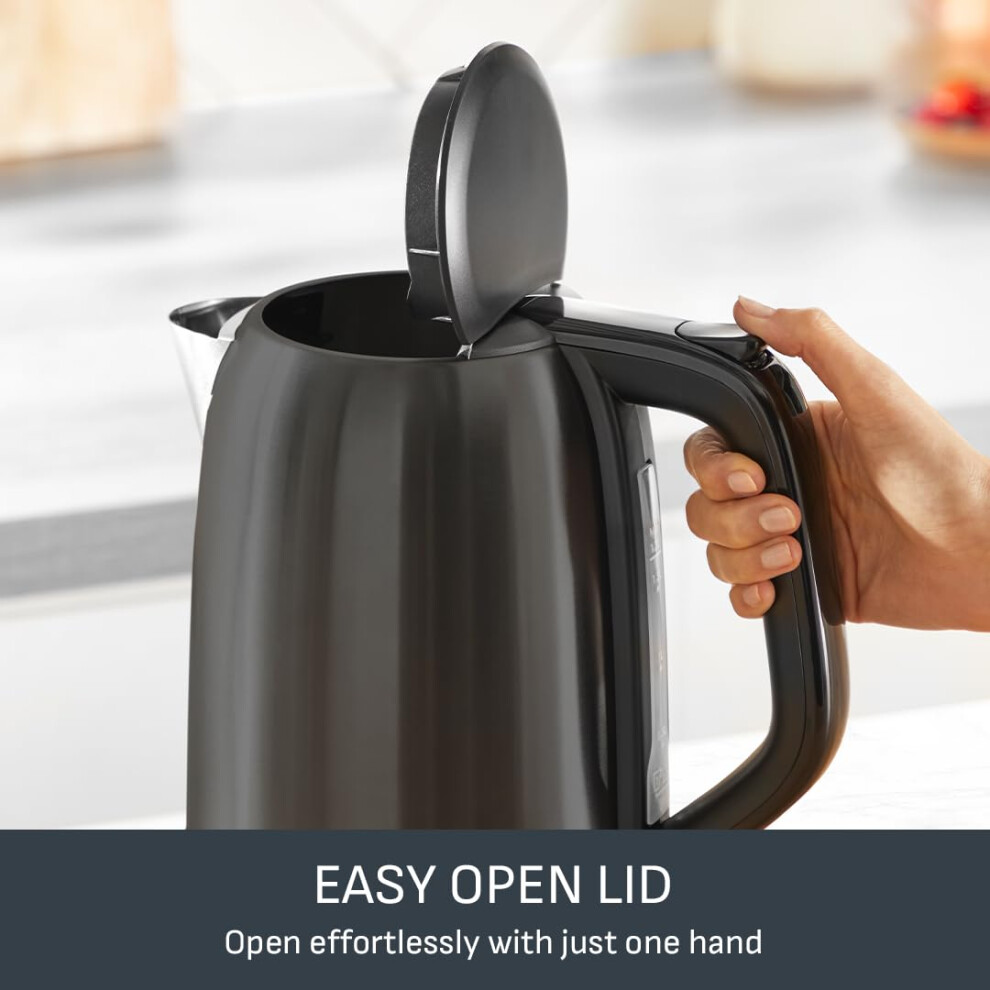 Tefal Subito Electric Kettle, 1.7L, Fast Boiling, Cordless Kettle, Water Level Window, 2,400W, Brushed Steel Finish, Removable Anti-Scale Filter, Sta