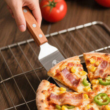 Pizza Peel Oven Making Accessories, 12 Inch Pizzas Turning Paddle with Foldable Wooden Handle Shovel, Pizza Cutter Rocker Stainless Steel Spade Tools