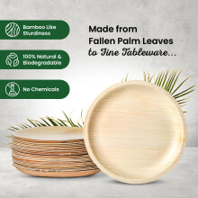 ECO Leaf 300 Disposable Palm Leaf Plates | 9”(23cm) Round Compostable Dinner Plates | Eco-Friendly, Biodegradable Heavy-Duty Plate for Wedding, Part