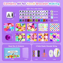 Fournine 7 Boxes 5000 Pcs Pony Beads Kit, 144 Colors 6x9mm Kandi Beads for Friendship Jewelry Bracelet Making Kit, with 600+Pcs Letter Bead, DIY Craf