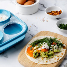 Décor Microsafe Microwave Steam Egg Poacher. Cooks 1-4 Eggs at Once in Under 3 Minutes. BPA Free and Fully Dishwasher and Freezer Safe. with Safety H