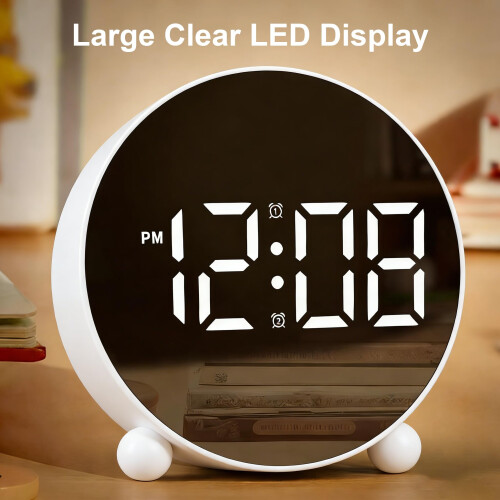 Linlinwill Digital Alarm Clock with LED Display, Battery/USB Powered Alarm Clock Besides with Snooze (White) 2