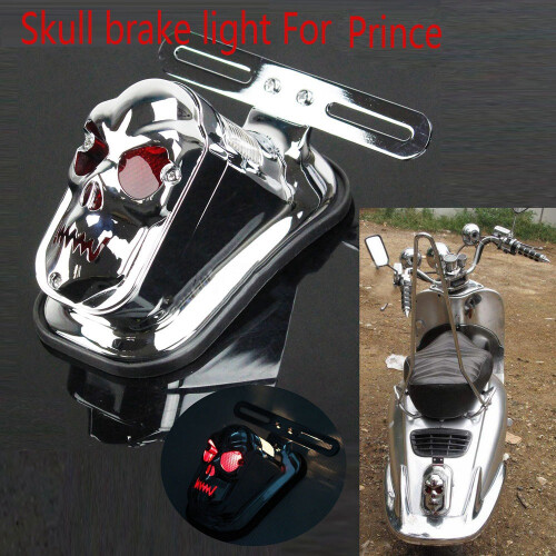 Motorcycle Brake Light Tail Light Skull Light Warning Signal Light for Prince Silver 1