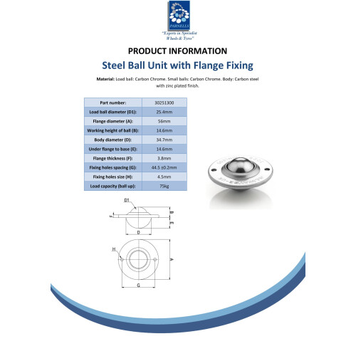 Flange Fixing Series - Carbon Chrome Load Ball Diameter 25.4mm 2