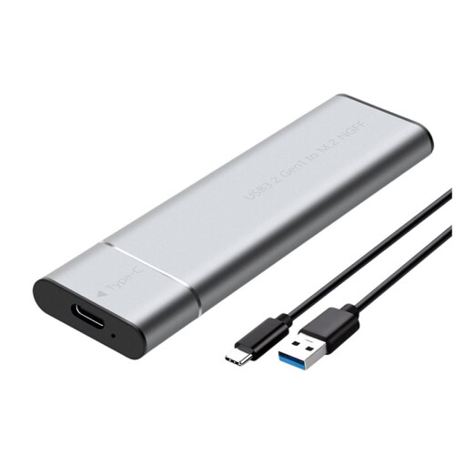 M2 SSD Enclosure  NGFF Protocol M.2 Solid State Mobile Hard Disk Box M.2 to USB3.2 Gen1 Type-C 5Gbps SSD Case Silver 1