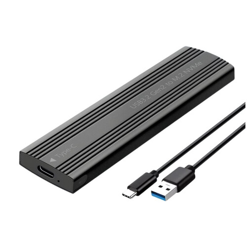 M.2 SSD Enclosure NVMe Protocol M.2 to USB3.2 Gen2 Type-C 10Gbps SSD Case M.2 Solid State Mobile Hard Disk Box Black