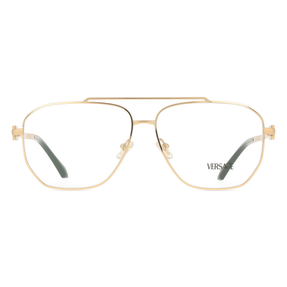 Versace Gold Ve1307 1002 Man Optical Frames Metal Pilot Normal - Image 3