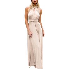 Robe Longue Maxi de Soirée Élégante Bandage Sexy Beige L — robe ceremonie femme, tenue mariage invitee