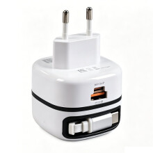 Universele Reislader van 65 W met Intrekbare USB-C-Kabel voor Snel Opladen, Geschikt voor 16 en voor -Laptops (EU-Stekker)