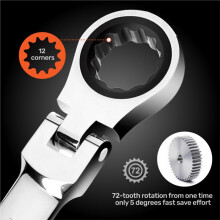 8-19mm Movable Ratchet Wrench Set CR-V Steel Multi-Functional Tool Kit for Auto Repair & DIY Enthusiasts