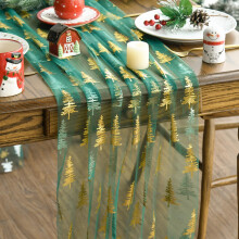Chemin de table pour table de fête en tulle décoratif vert 6 pcs 70x300 cm — decoration table noel, chemin table mariage