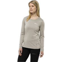 (S, Pale Sand) Jack Wolfskin Womens Sky Thermal Long Sleeve Crew Neck T-Shirt Top Tee