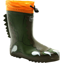 (4K, Dino Green) Regatta Kids Mudplay Animal Outdoor Walking Wellington Boots Rain Boots Wellies