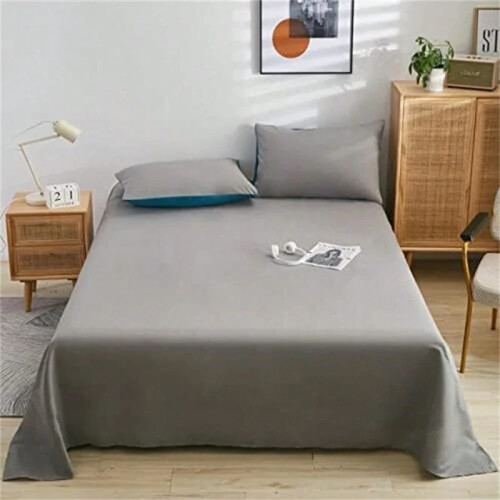 1 Piece Solid Fitted Sheet Mattress Protector Soft Breathable 90-180cm 2