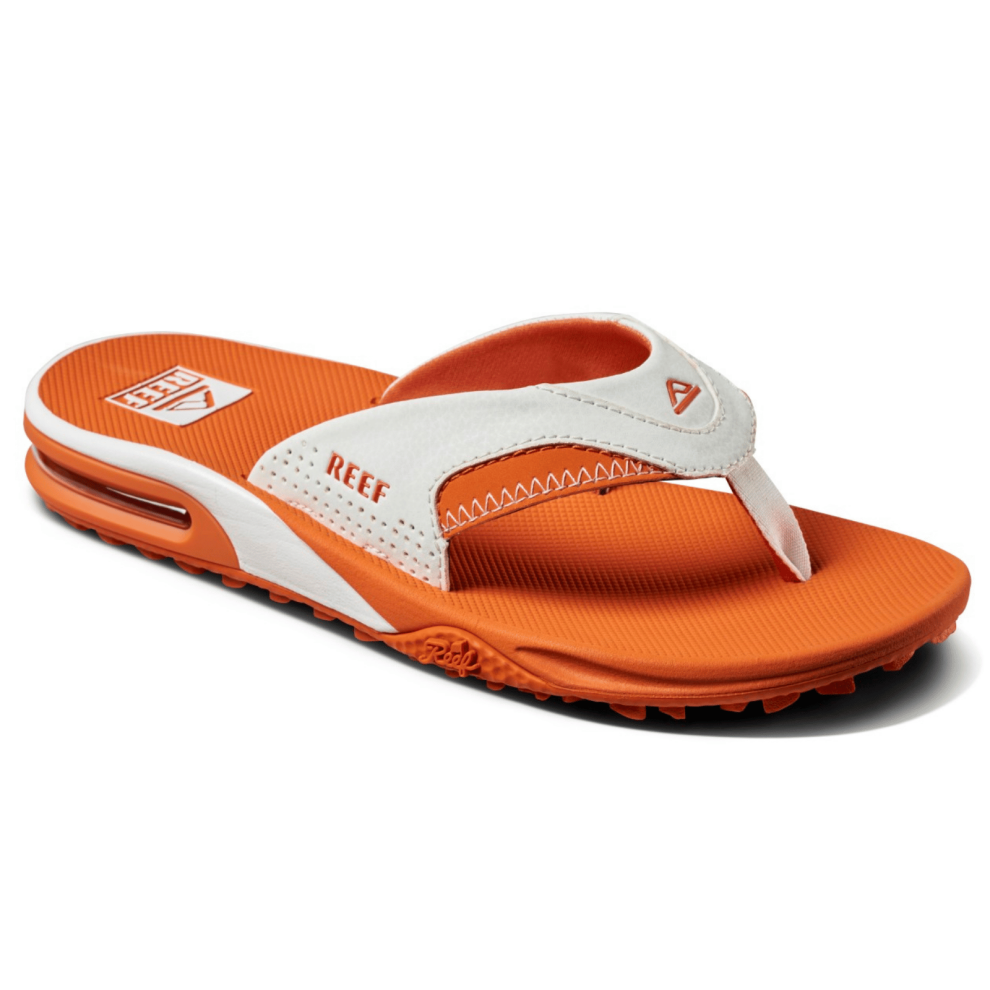 Reef (7 Uk, White/Orange) Mens Fanning Pregame Flip Flops