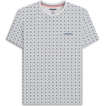 (2XL, White/Smoke Blue) Lambretta Mens Geo AOP Crew Neck Short Sleeve T-Shirt Tee Top