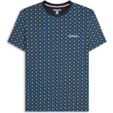 (2XL, Navy/Basil) Lambretta Mens Geo AOP Crew Neck Short Sleeve T-Shirt Tee Top