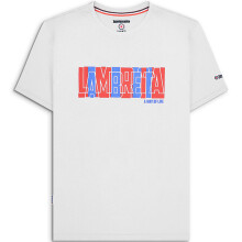 (M, White) Lambretta Mens Title Text Short Sleeve Crew Neck Cotton T-Shirt Top Tee