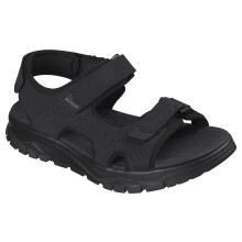 (10 UK, Black Synthetic) Skechers Mens Wagner Avalon Three Strap Walking Sandals