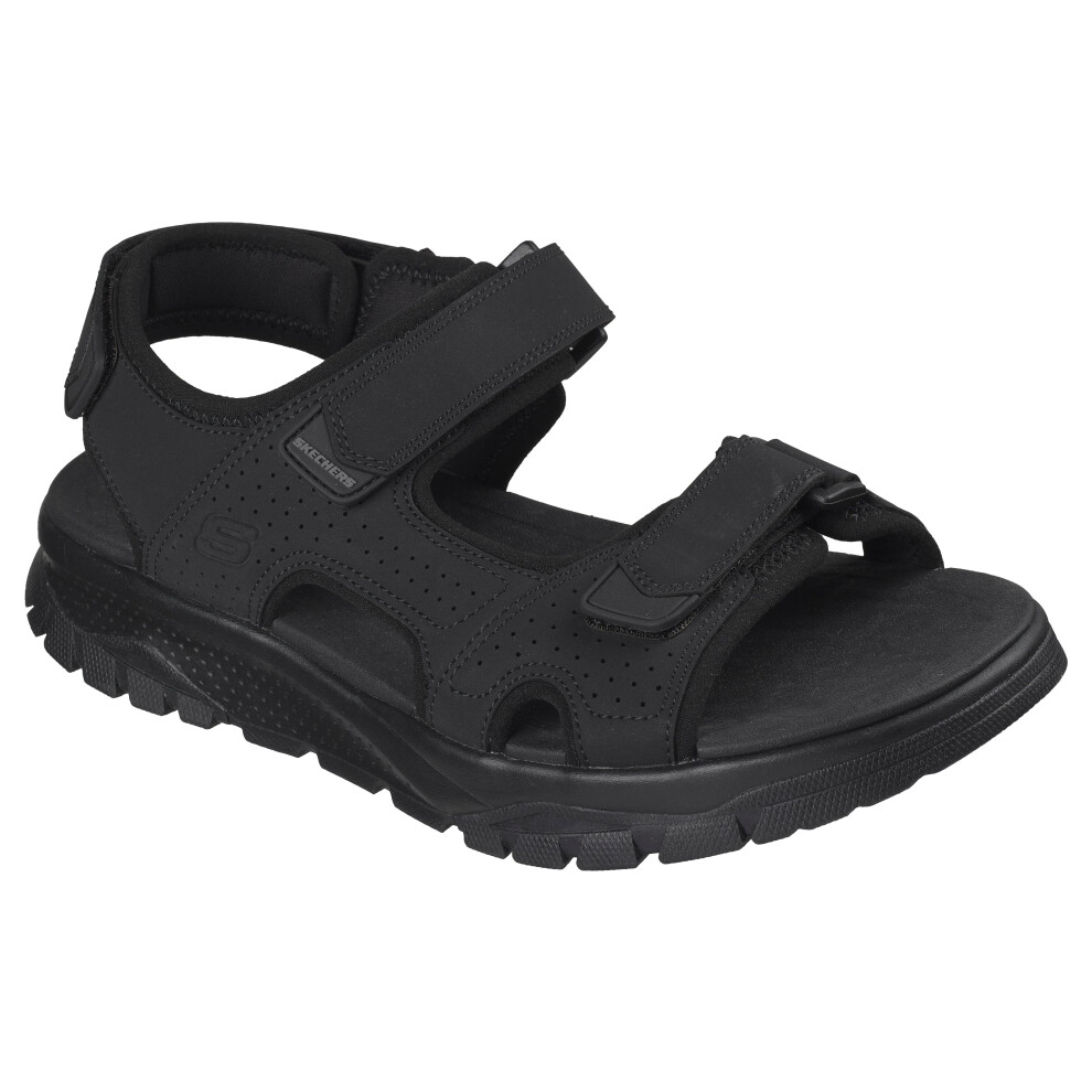 Skechers (10 Uk, Black Synthetic) Mens Wagner Avalon Three Strap Walking Sandals